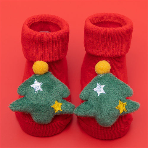 Jul-babystrumpor, motiv Julgran, tunn modell